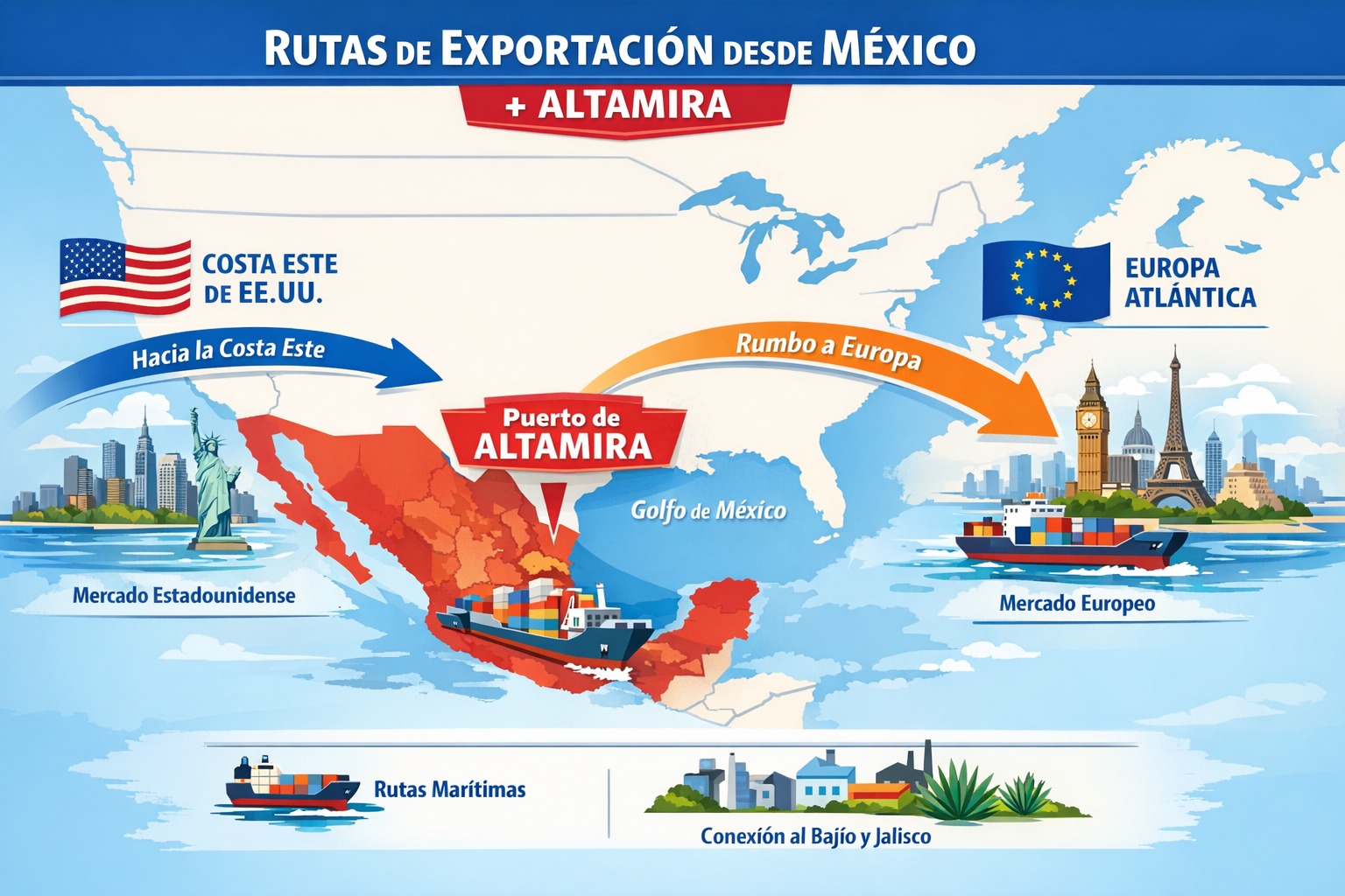 Esquema logístico combinado entre Altamira y Laredo